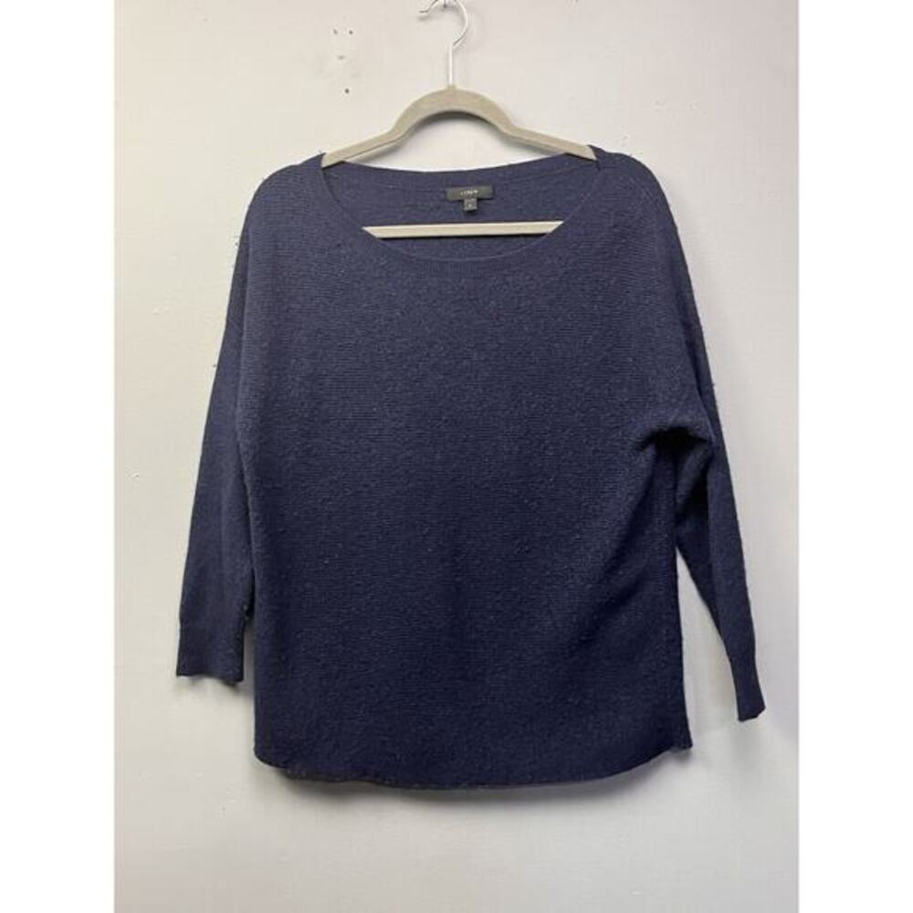 J Crew Sweater Womens Small Pullover Boat Neck Blue Wool Preppy Casual